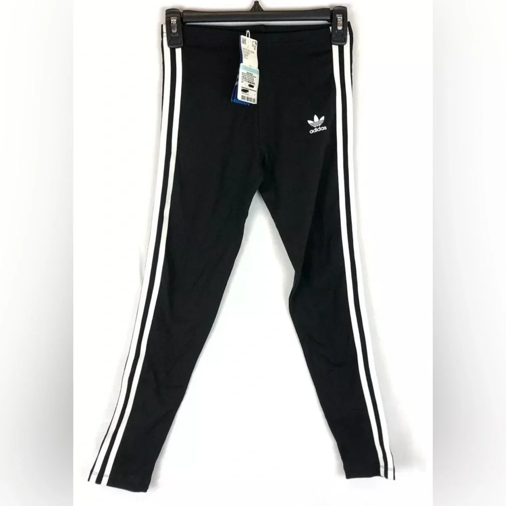 Adidas Girl’s Size M Black 3-Stripe Leggings